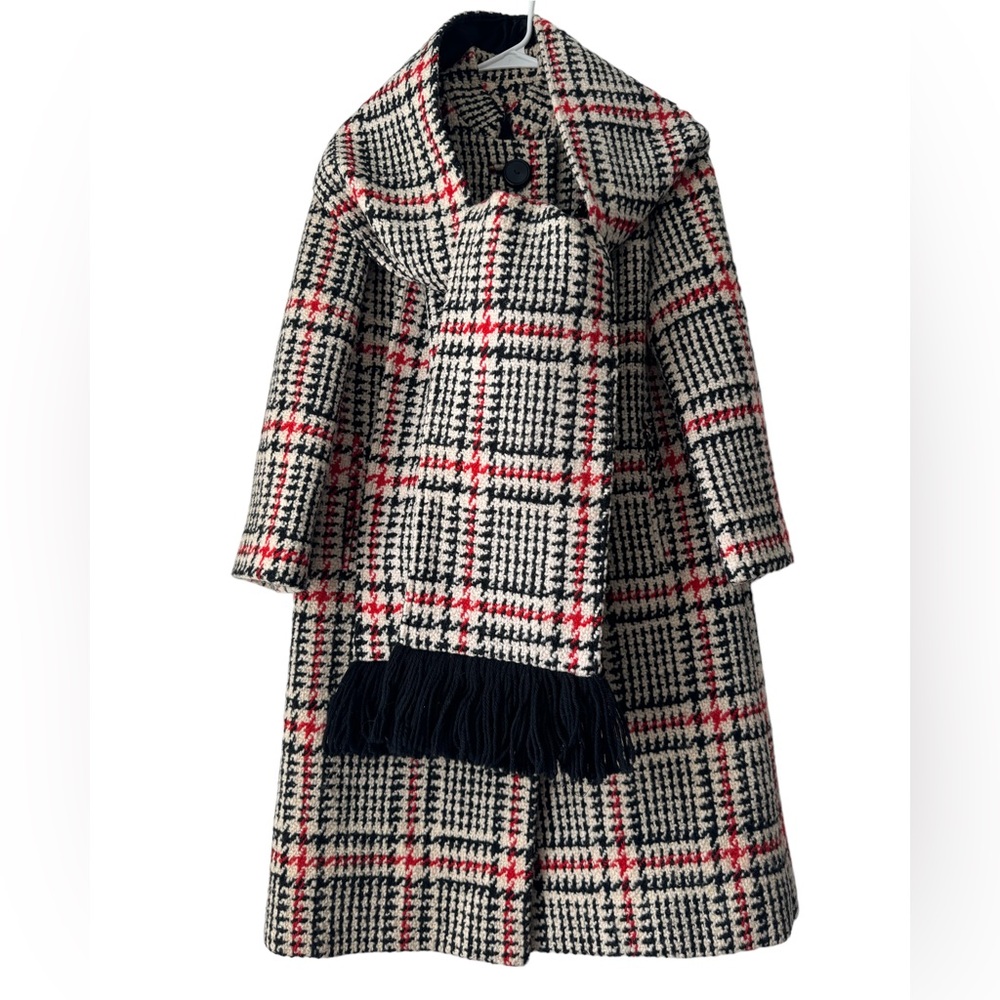 THAT YOUNG LEEDS LOOK Vtg 30’s-60s Houndstooth Wool Jacket Women Coat XS/S Scarf - Picture 1 of 16